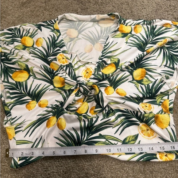 Lemon Palm Resort Wear Tie-Front Top - White Lotus-core - Picture 6 of 6